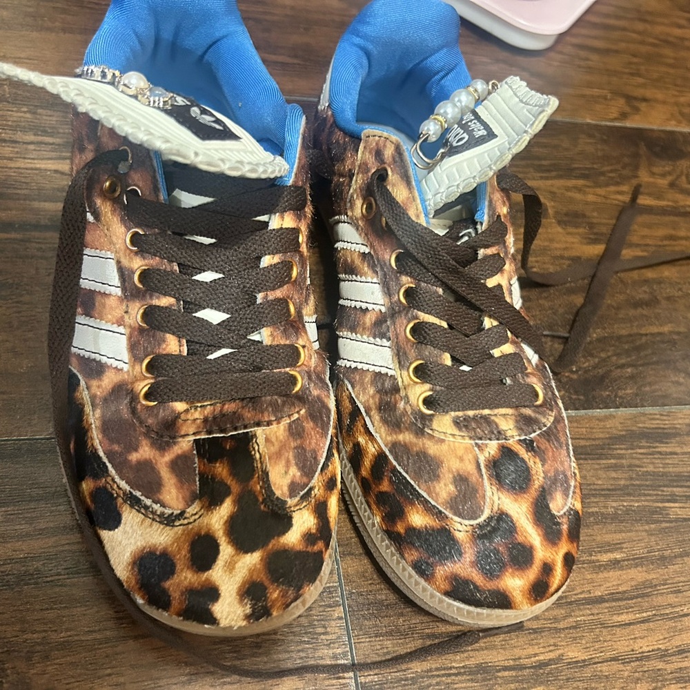 adidas Leopard Print Sneakers with White Stripes